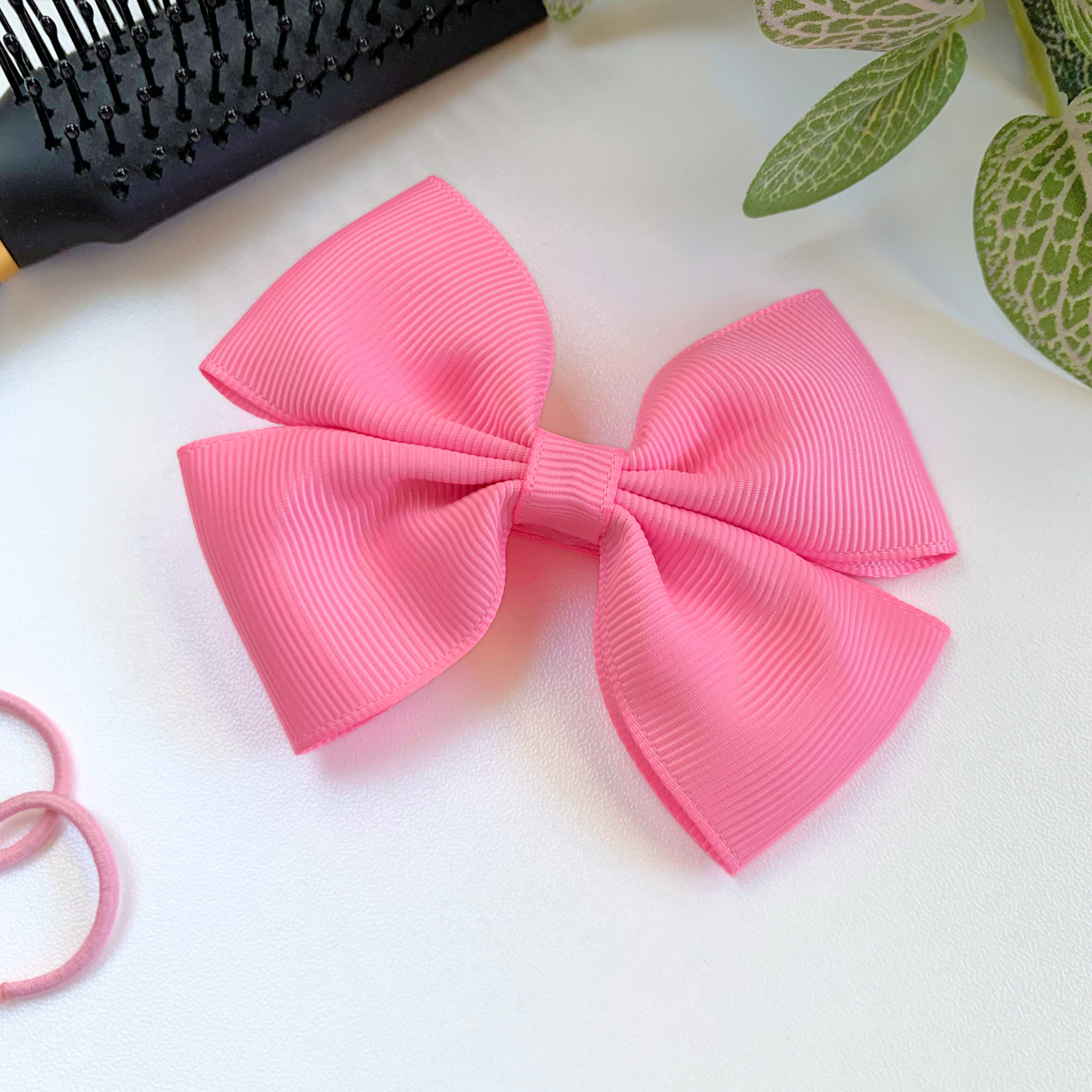 Geranium Pink Medium Double Bow Hair Clip