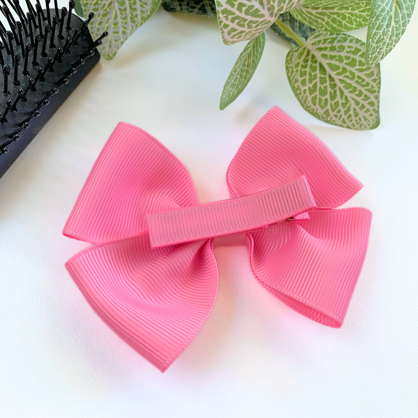 Geranium Pink Medium Double Bow Hair Clip