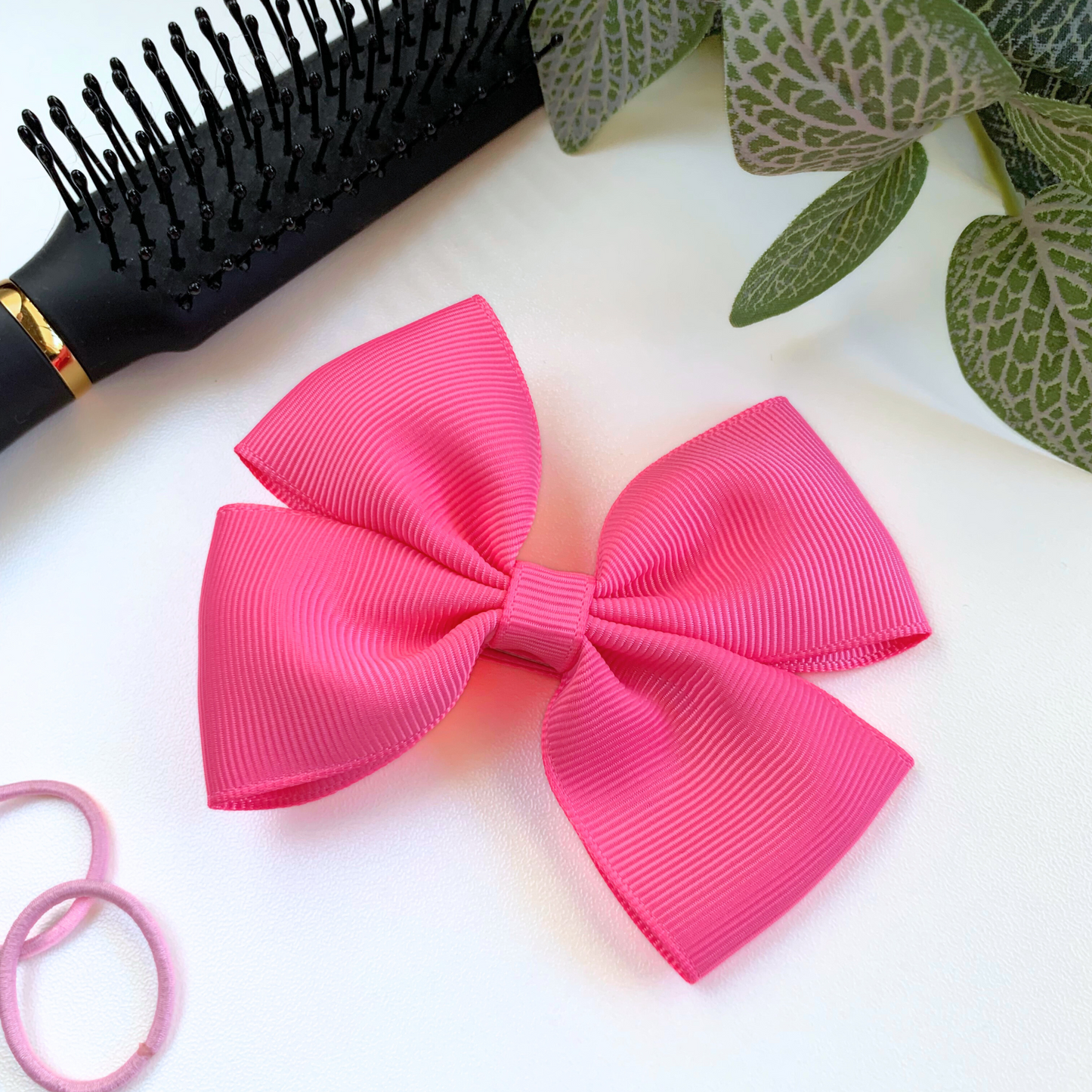 Hot Pink Medium Double Bow Hair Clip