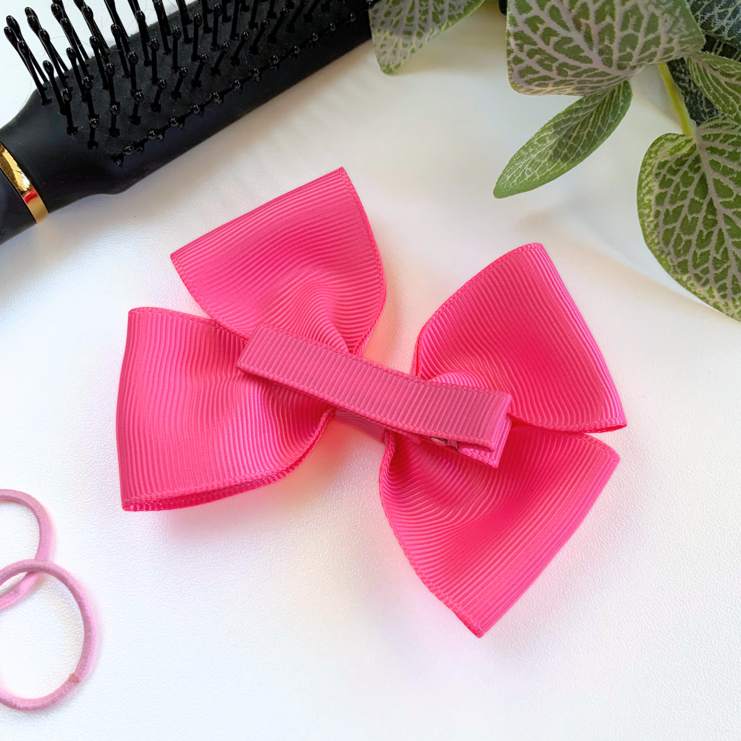 Hot Pink Medium Double Bow Hair Clip