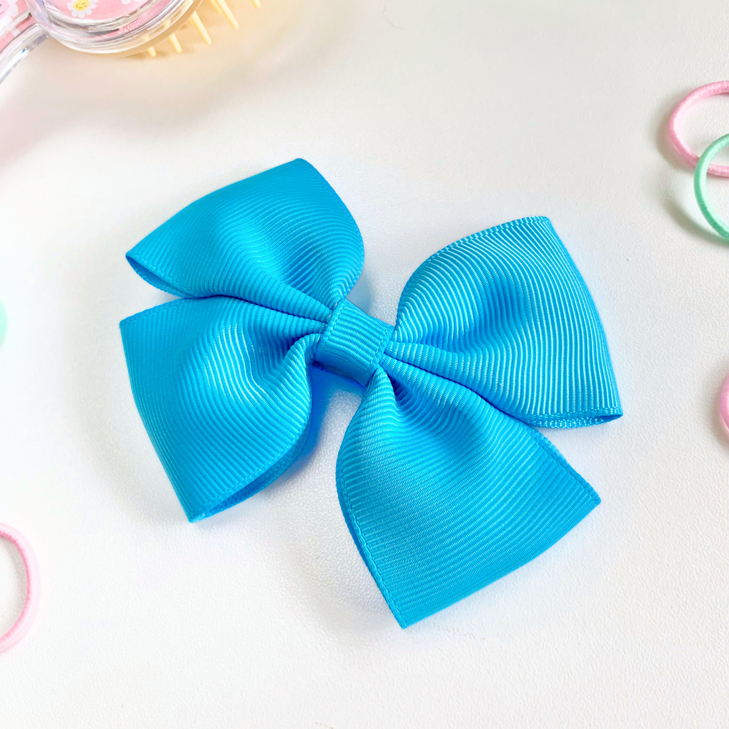 Island Blue Medium Double Bow Hair Clip