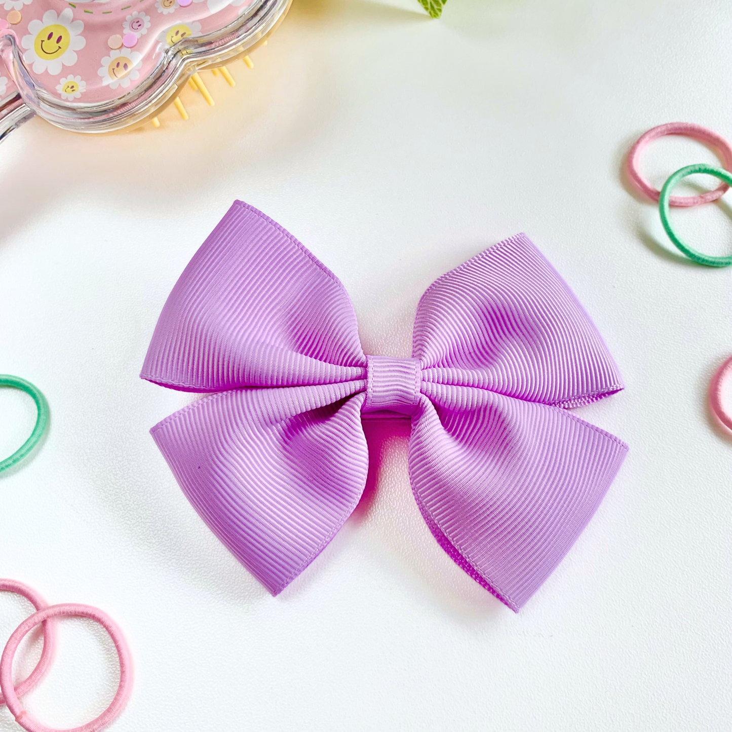 Light Orchid Medium Double Bow Hair Clip