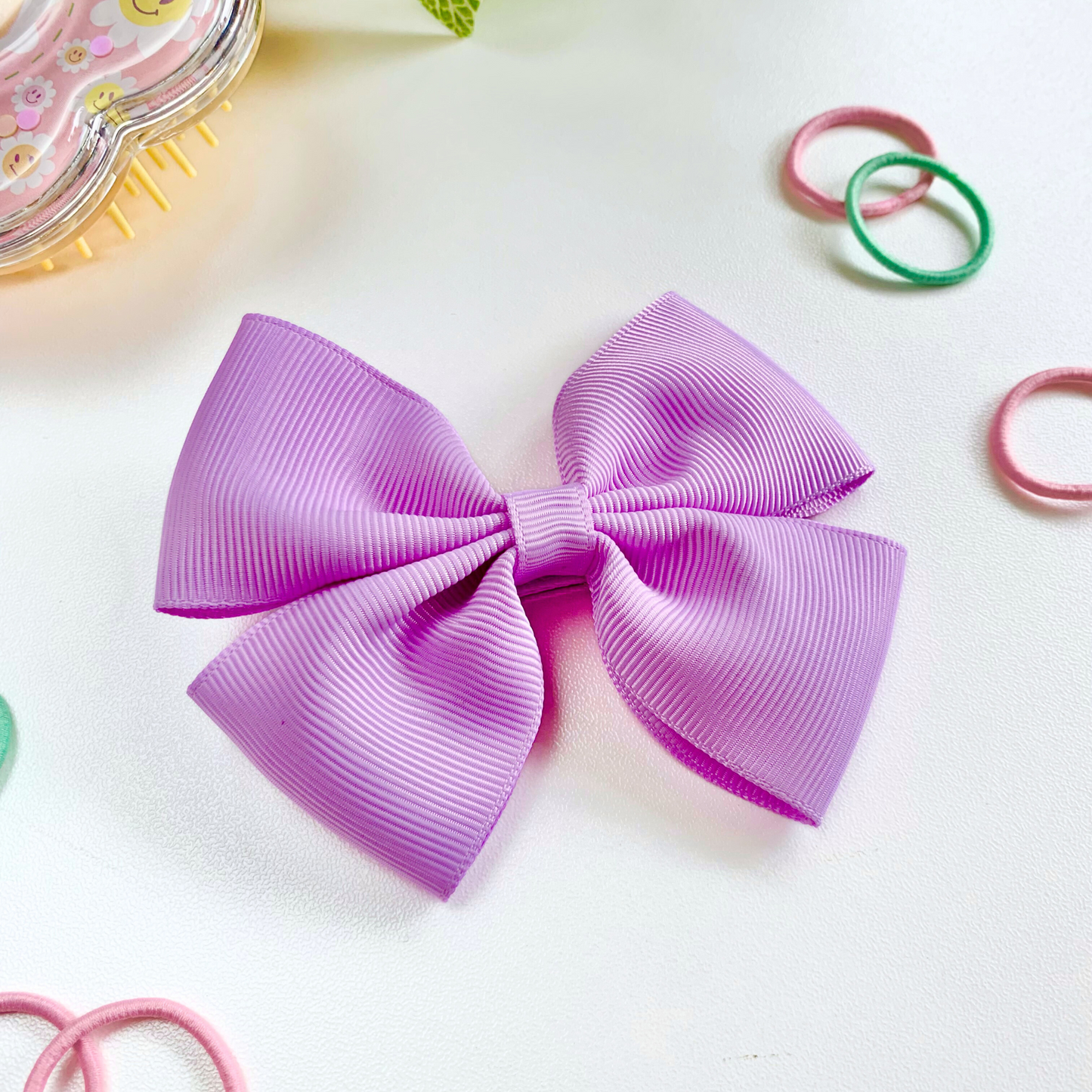 Light Orchid Medium Double Bow Hair Clip