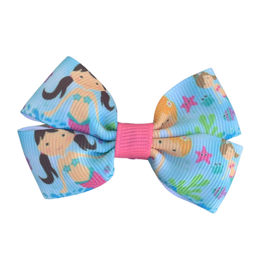 Mermaid Print Double Bow Hair Clip