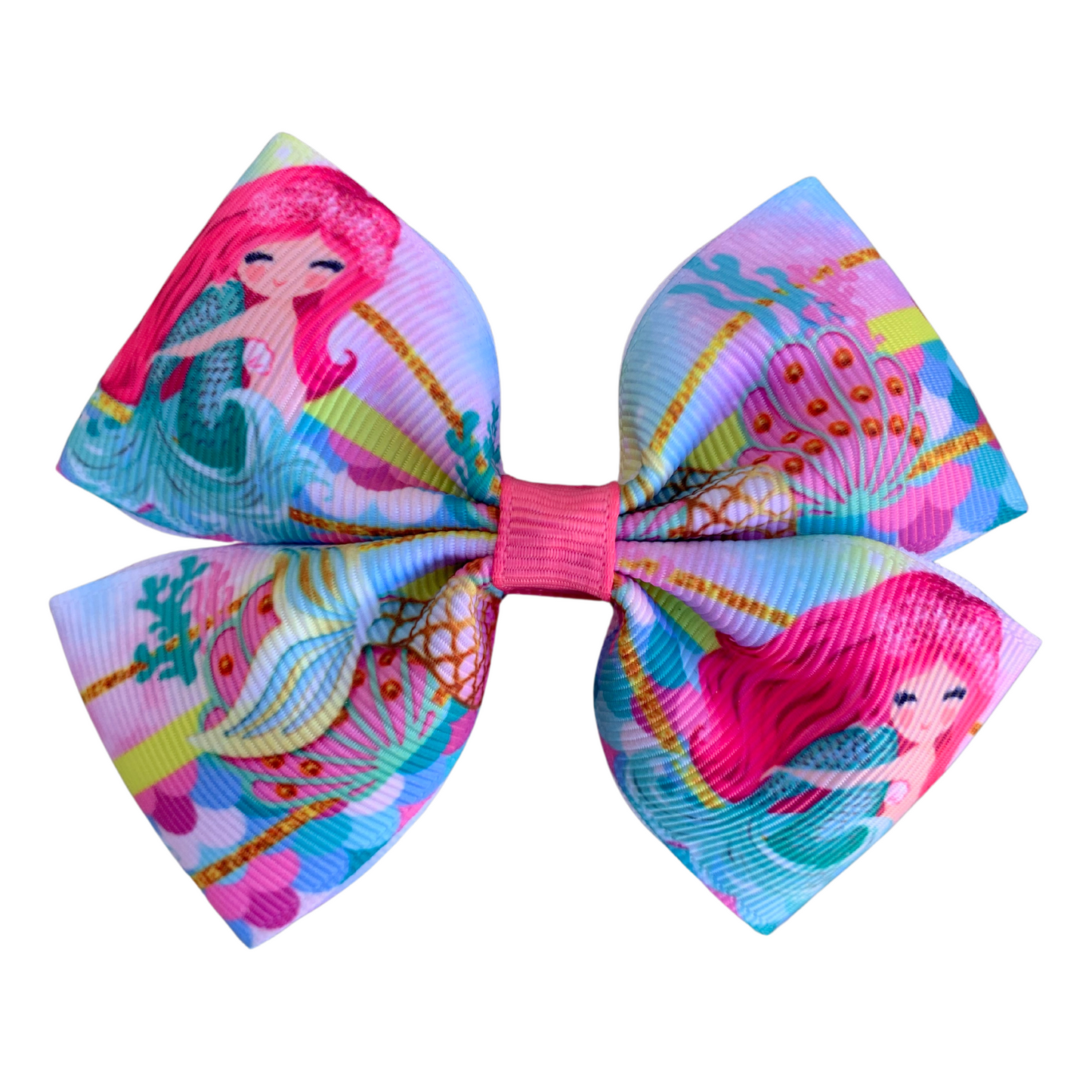 Mermaid Print Medium Double Bow Hair Clip