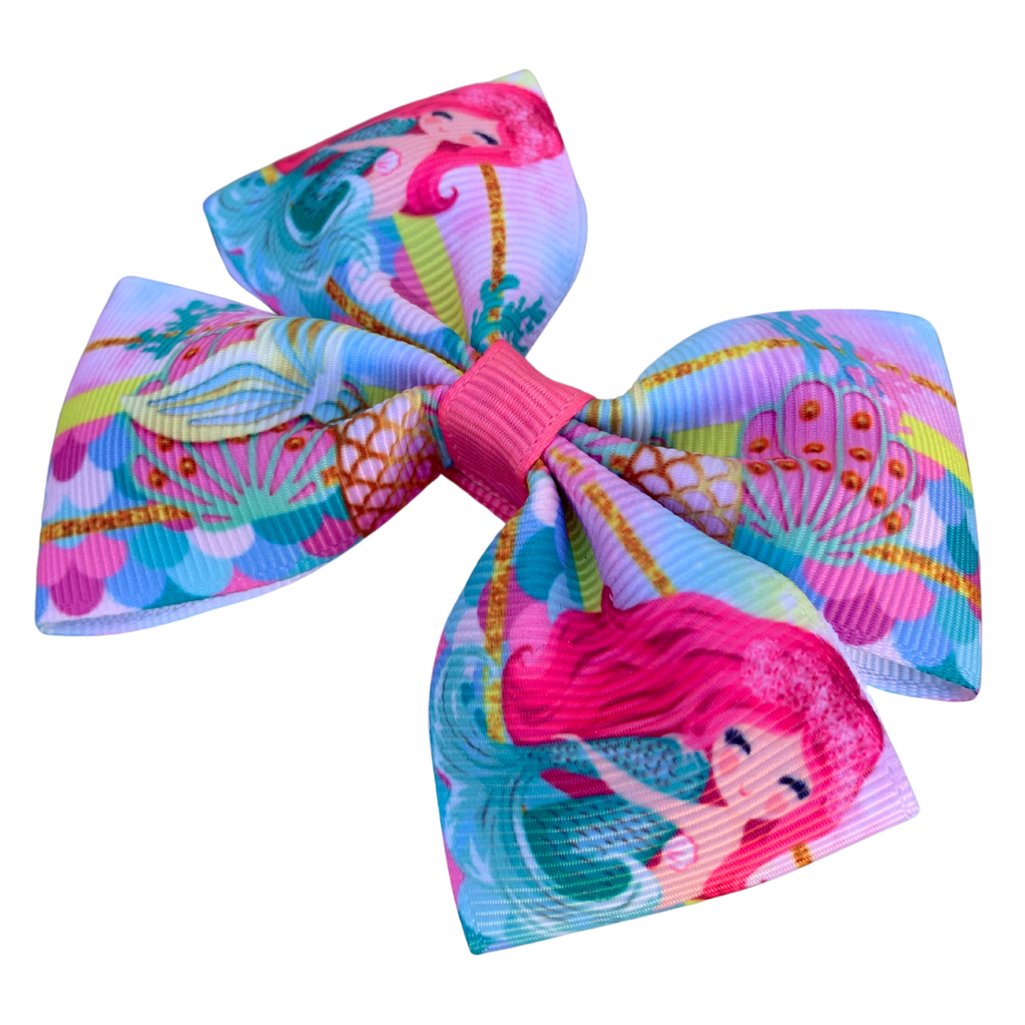 Mermaid Print Medium Double Bow Hair Clip