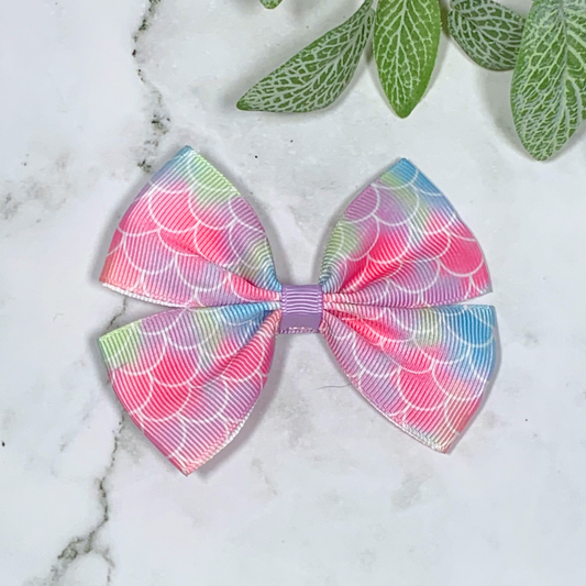 Mermaid Scales Medium Bow Hair Clip