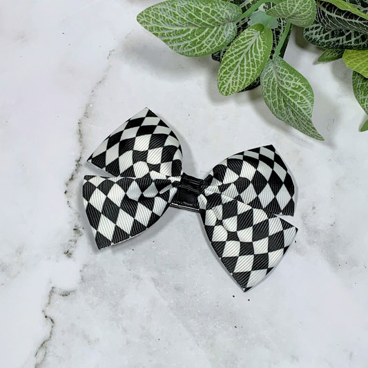 Monochrome Diamonds Medium Bow Hair Clip