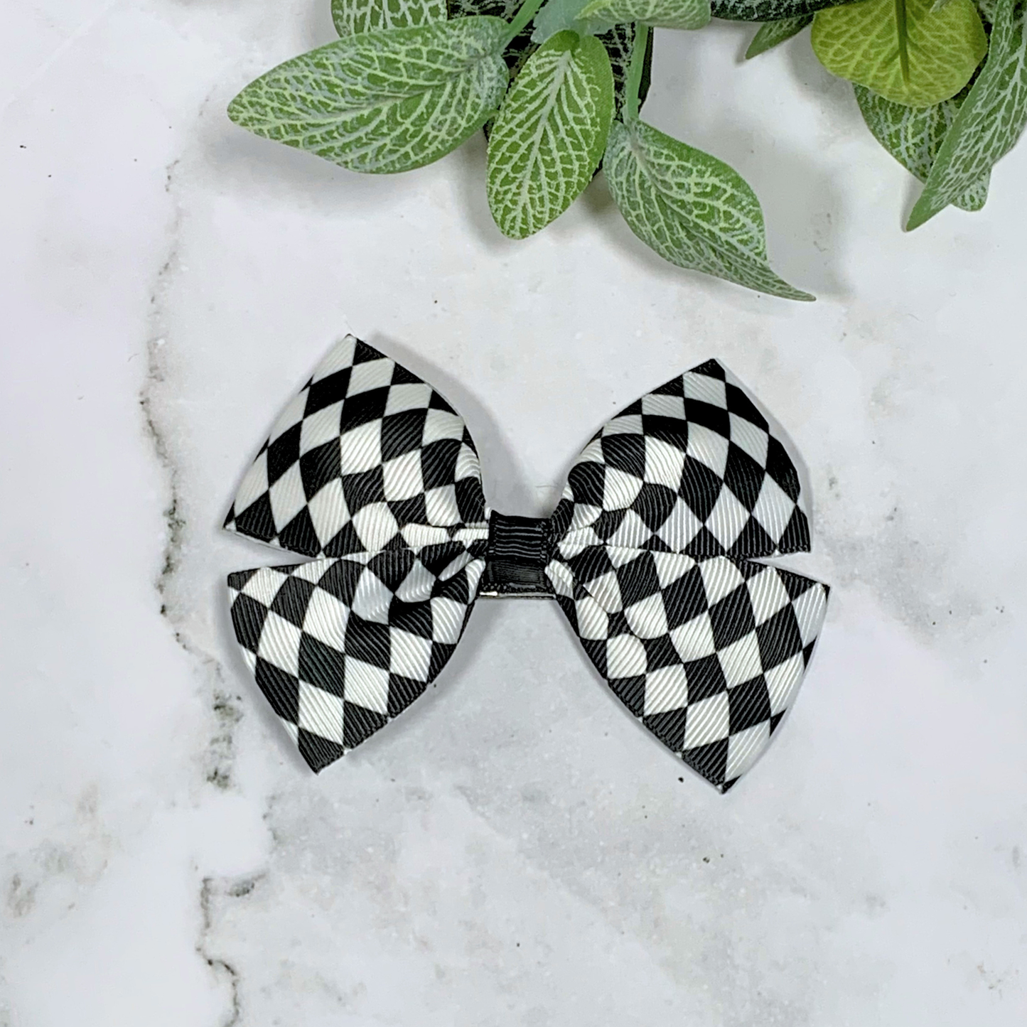 Monochrome Diamonds Medium Bow Hair Clip
