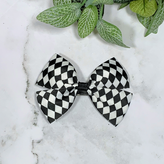 Monochrome Diamonds Medium Bow Hair Clip