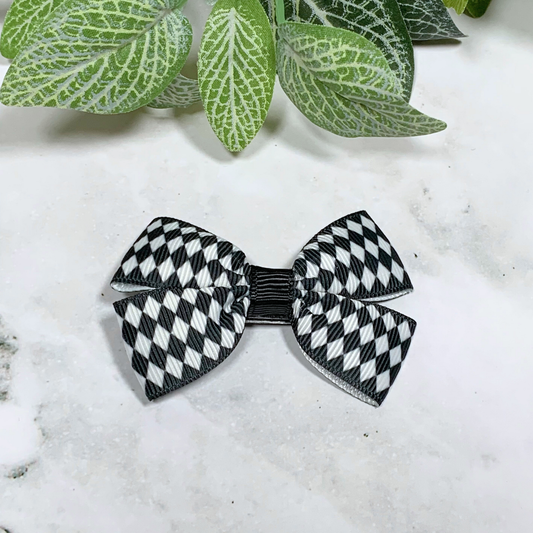 Monochrome Diamonds Small Bow Hair Clip