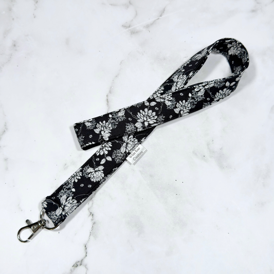 Monochrome Floral Lanyard