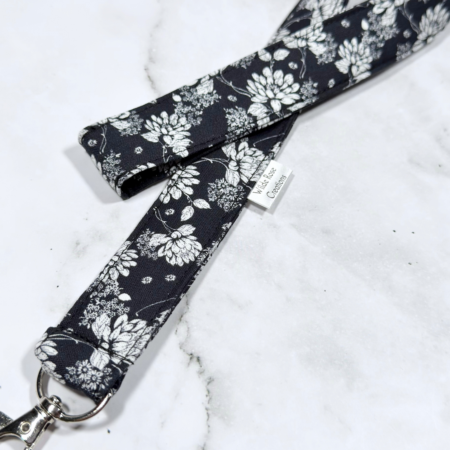 Monochrome Floral Lanyard
