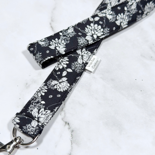 Monochrome Floral Lanyard