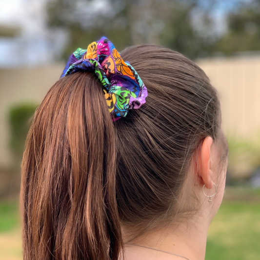 Multicoloured Halloween Pumpkins Scrunchie