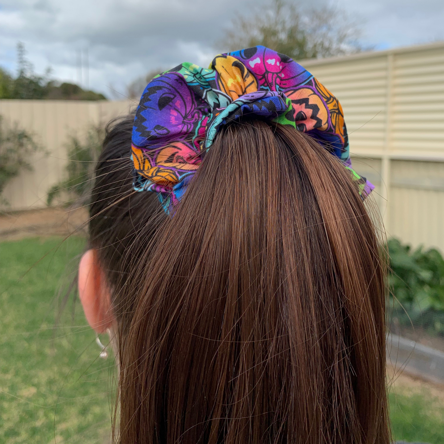 Multicoloured Halloween Pumpkins Scrunchie