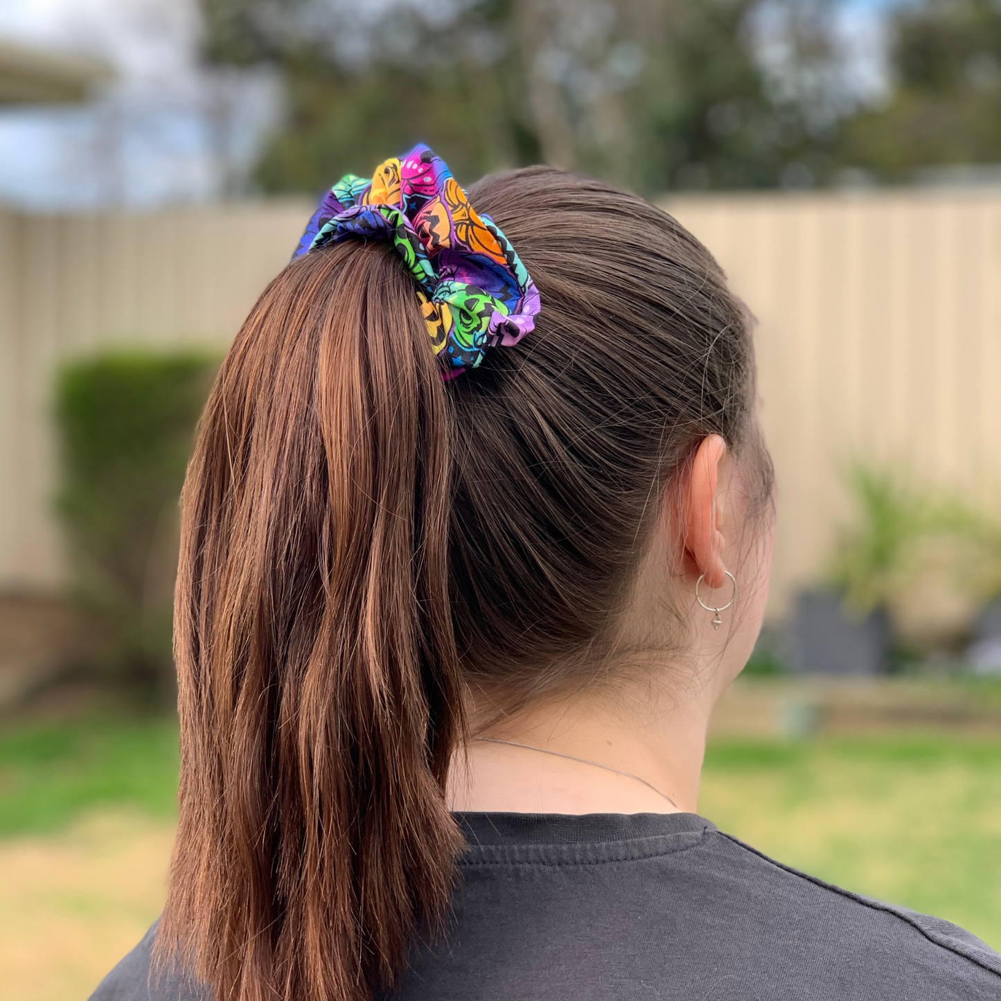 Multicoloured Halloween Pumpkins Scrunchie