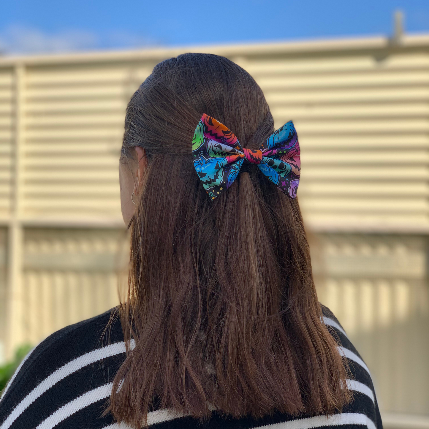 Multicoloured Halloween Pumpkins Bow Hair Clip