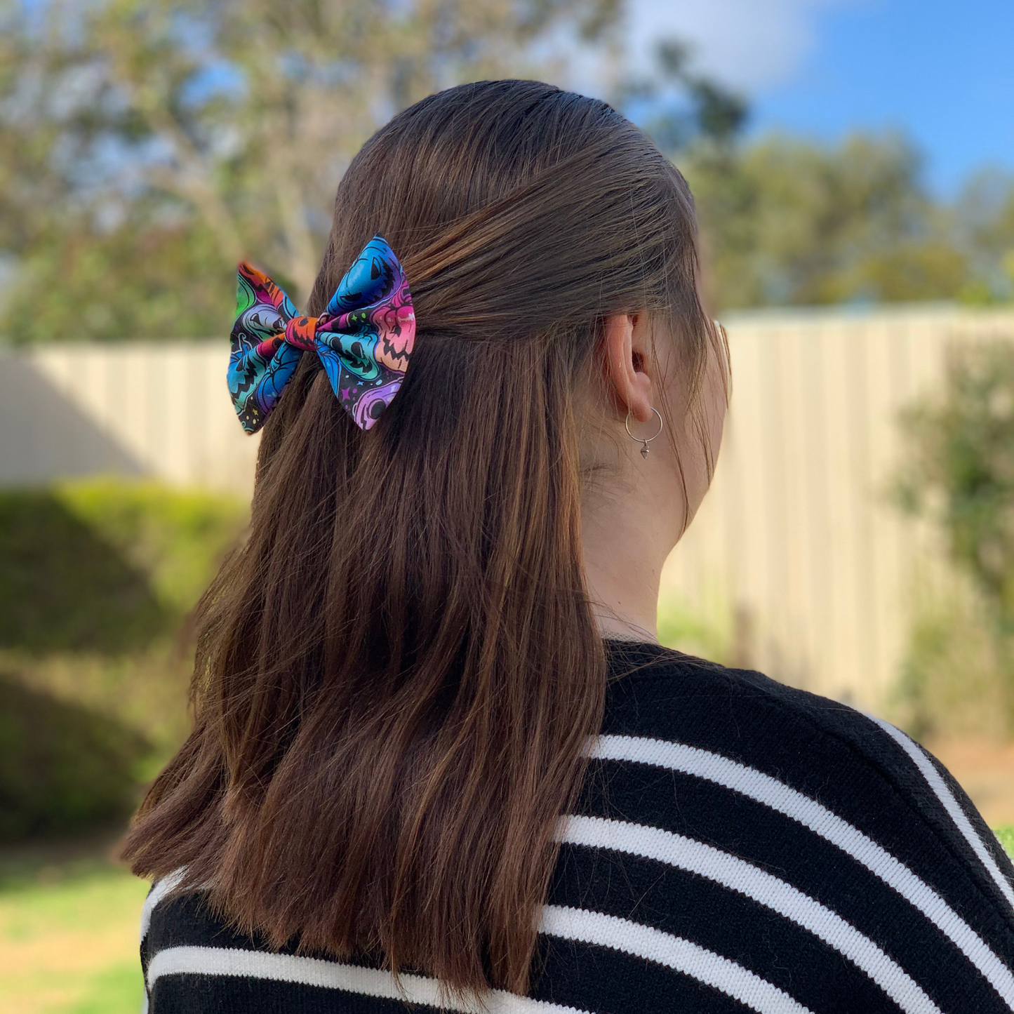 Multicoloured Halloween Pumpkins Bow Hair Clip