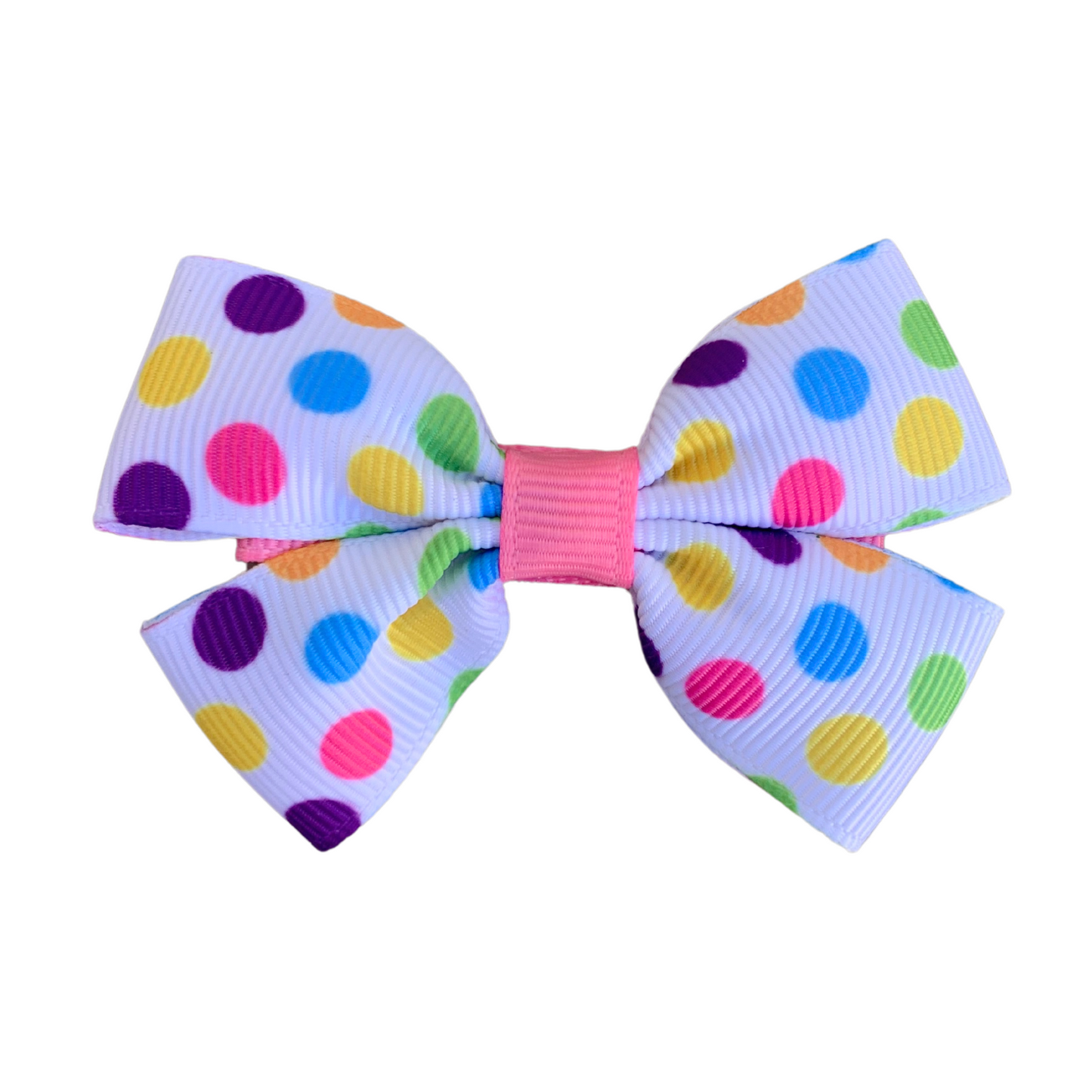 Multicolour Dots Print Double Bow Hair Clip