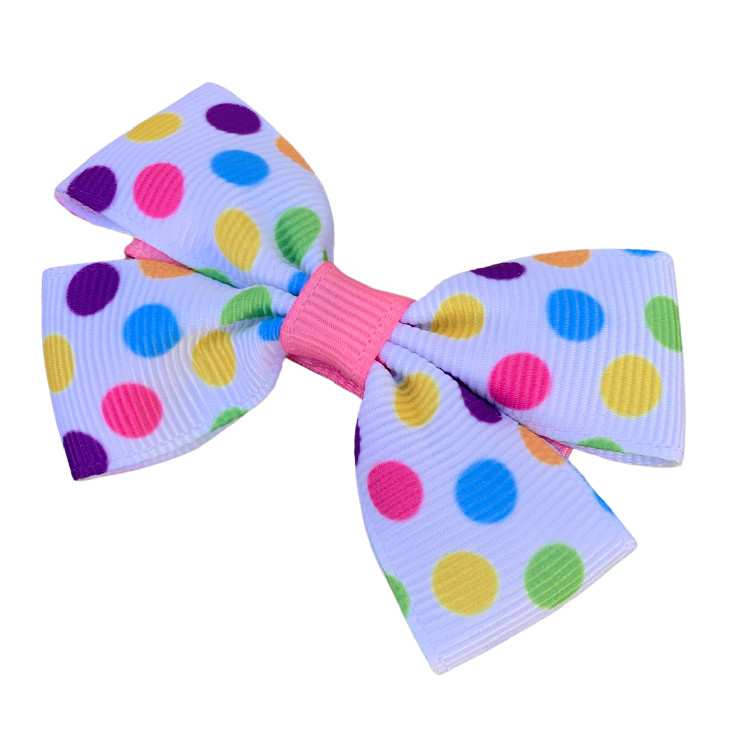 Multicolour Dots Print Double Bow Hair Clip