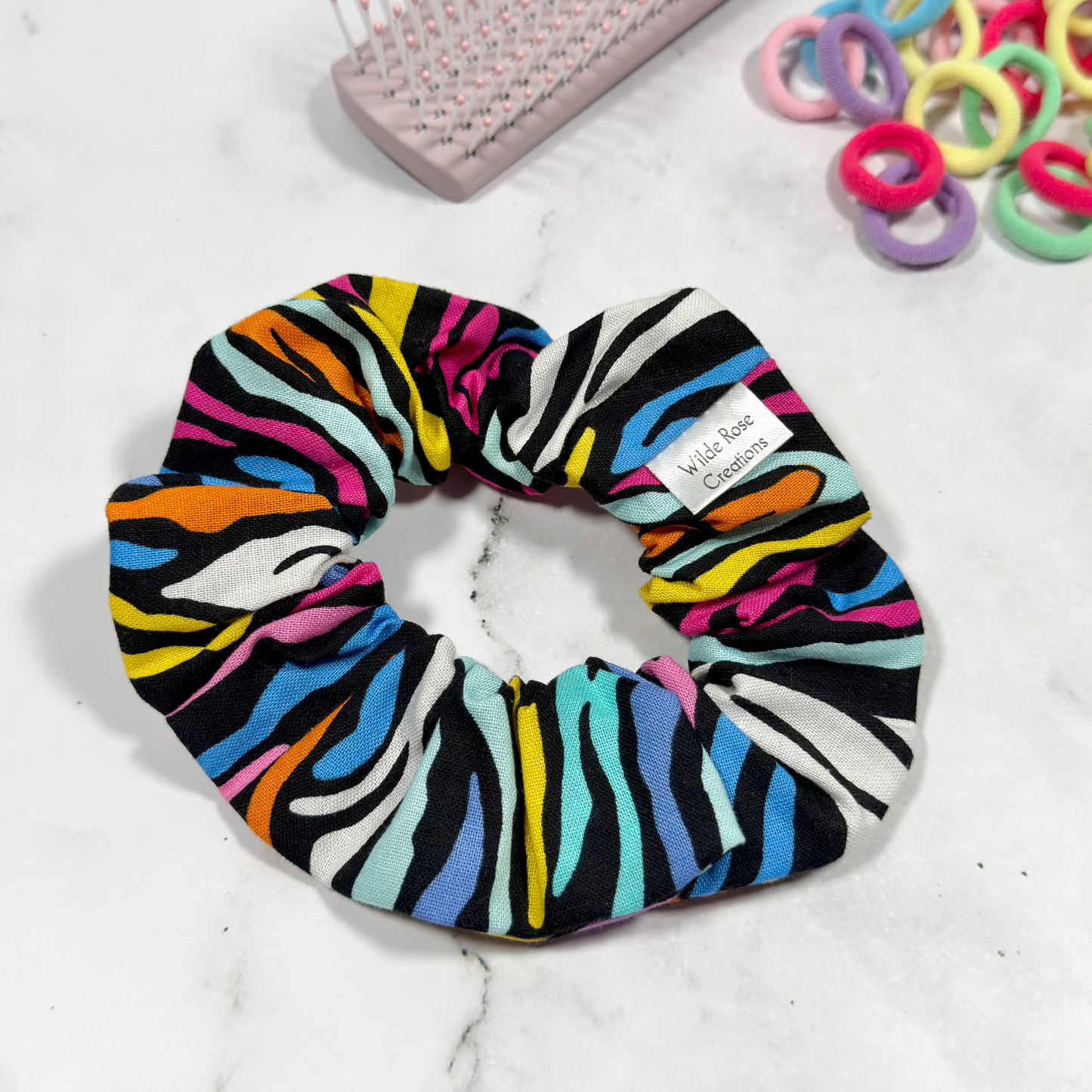 Multicoloured Zebra Print Regular Scrunchie