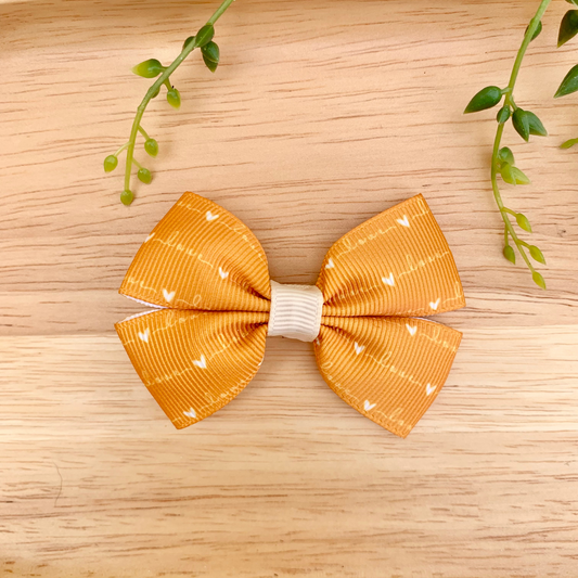Mustard Love Print Double Bow Hair Clip