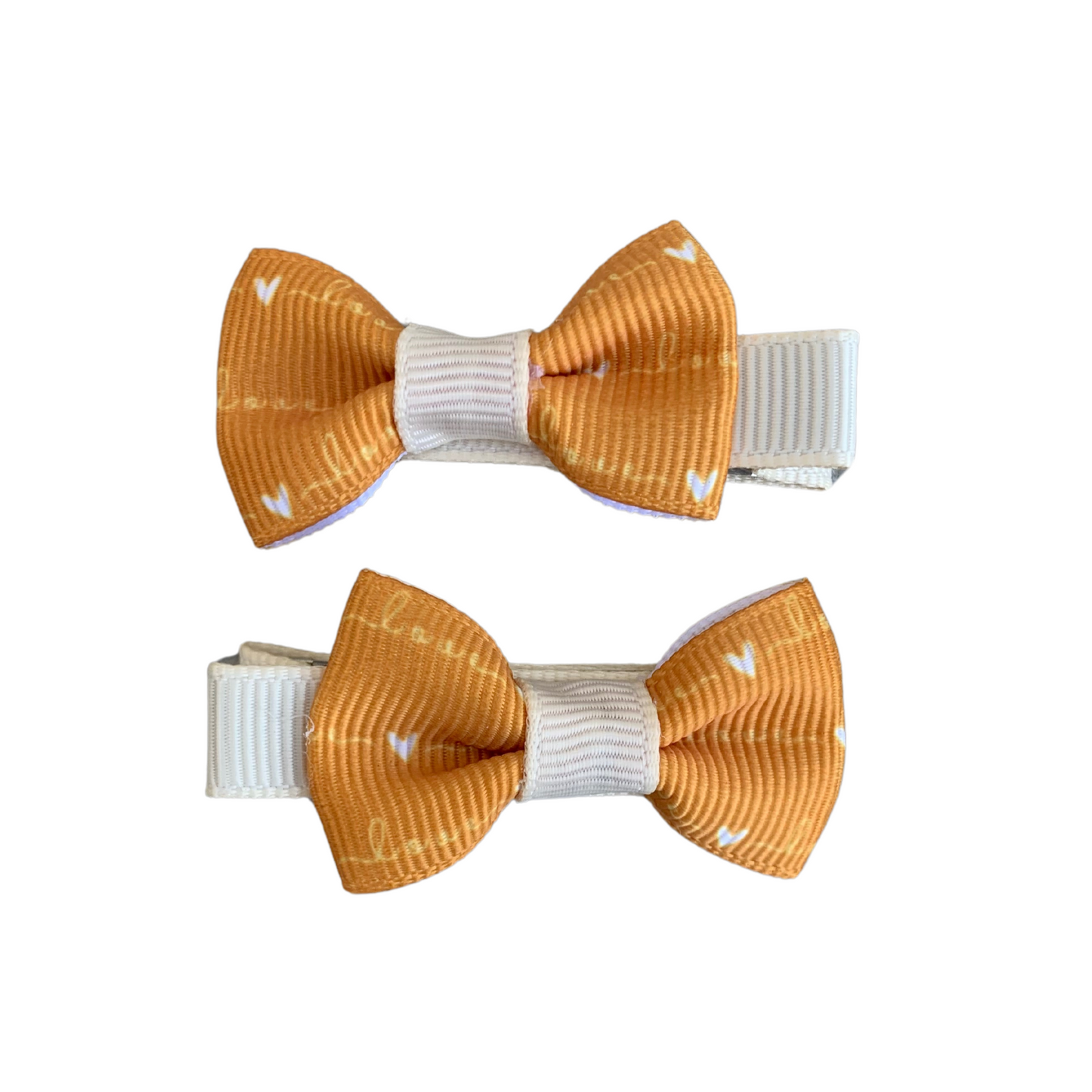 Mustard Love Print Mini Bow Hair Clips - 2pk