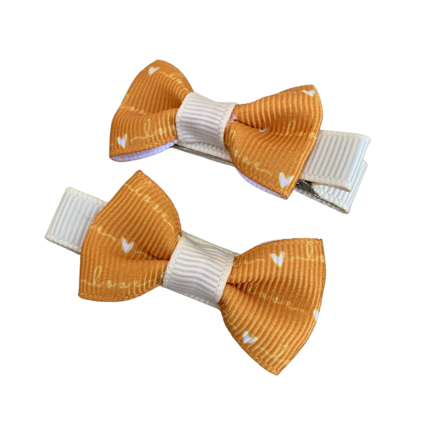 Mustard Love Print Mini Bow Hair Clips - 2pk