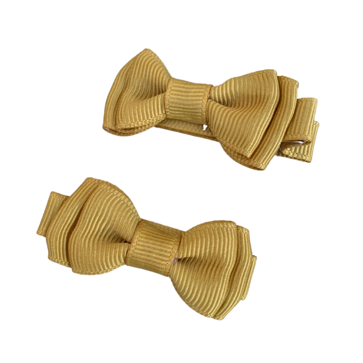 Mustard Mini Layered Bow Hair Clips - 2pk