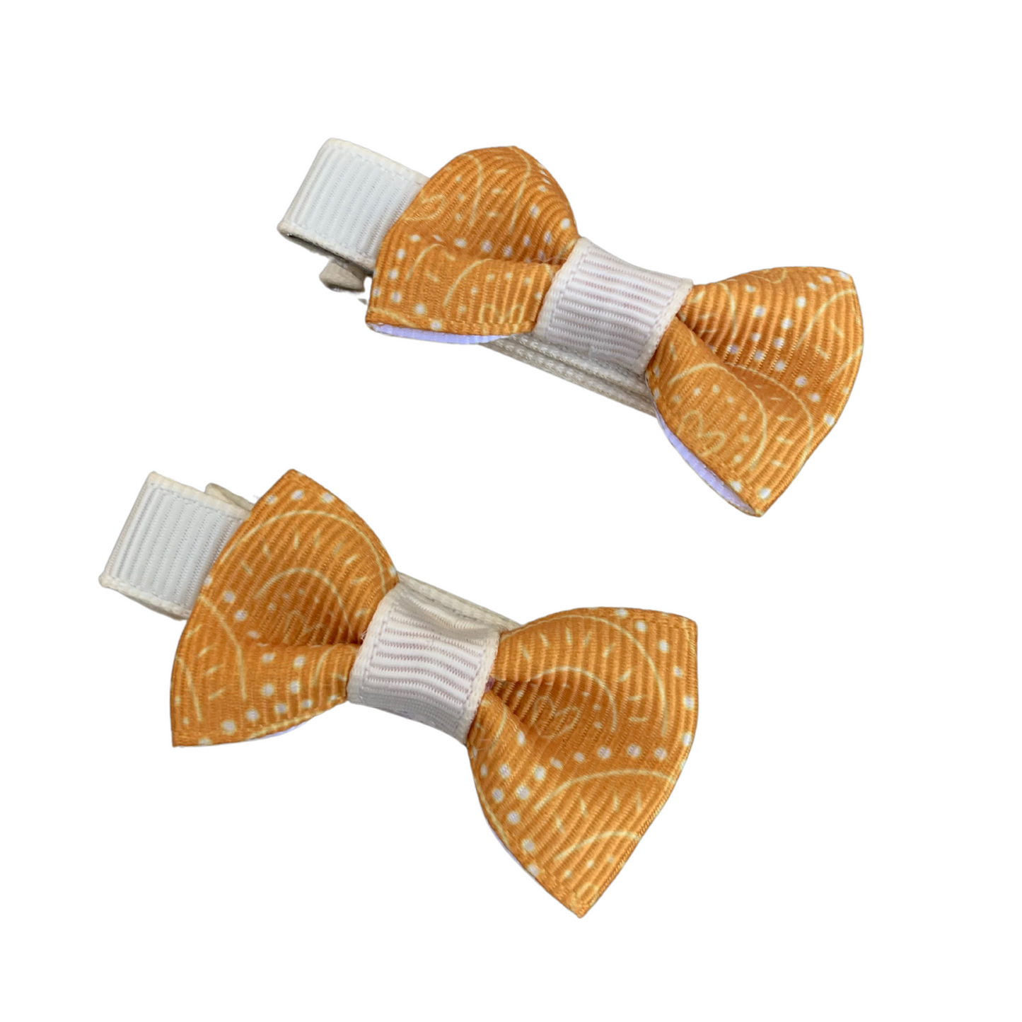 Mustard Rainbows Print Mini Bow Hair Clips - 2pk