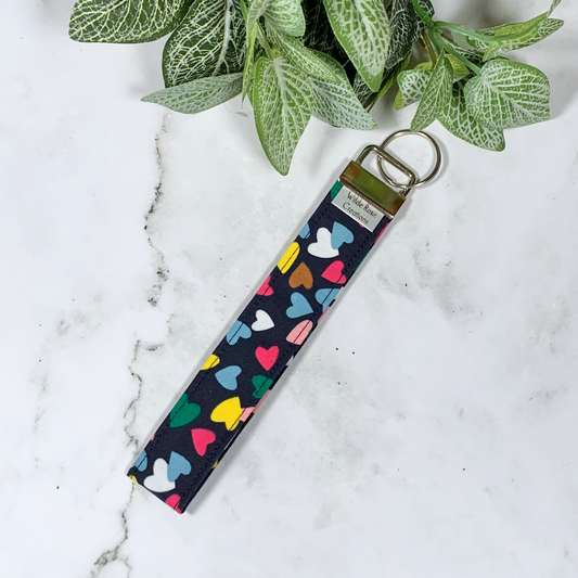 Navy Hearts Wristlet