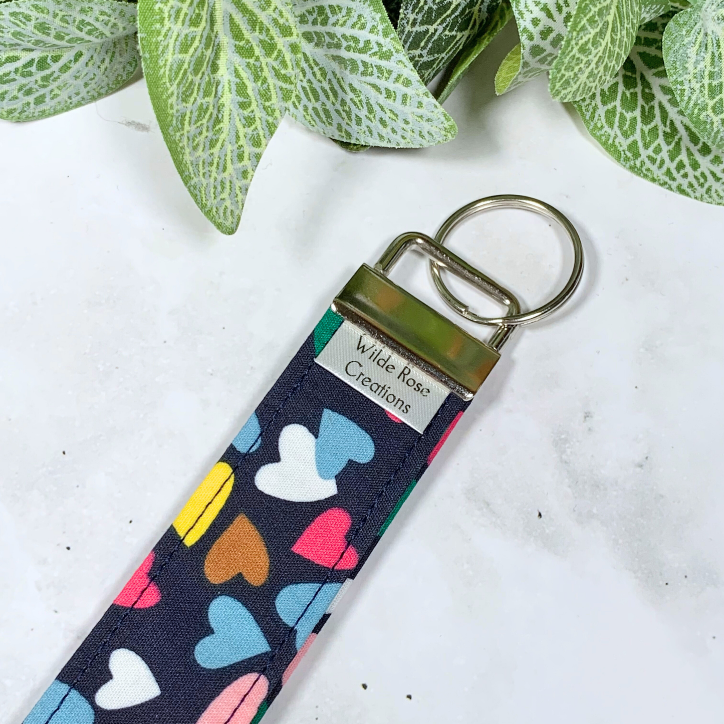 Navy Hearts Wristlet