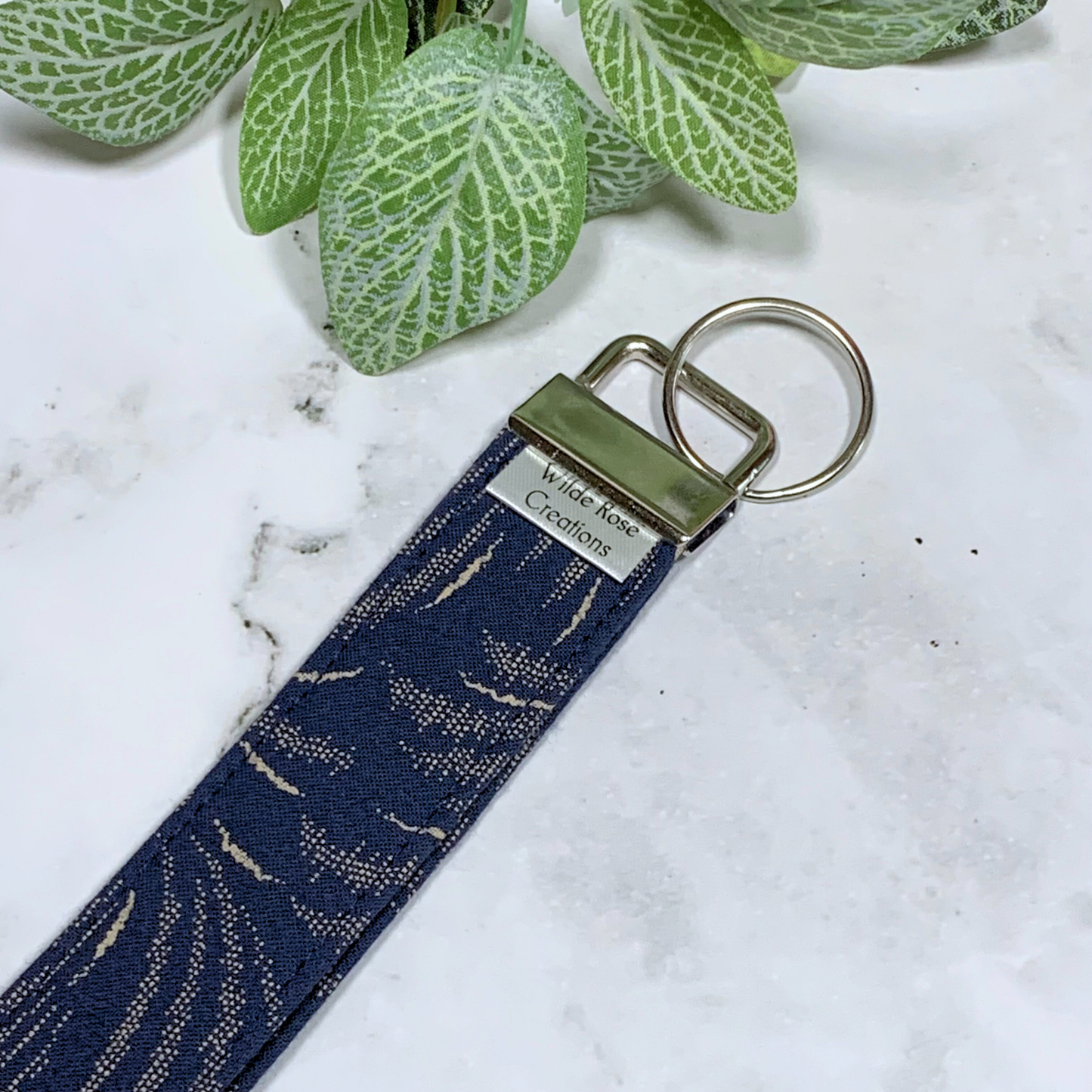 Navy Print Wristlet