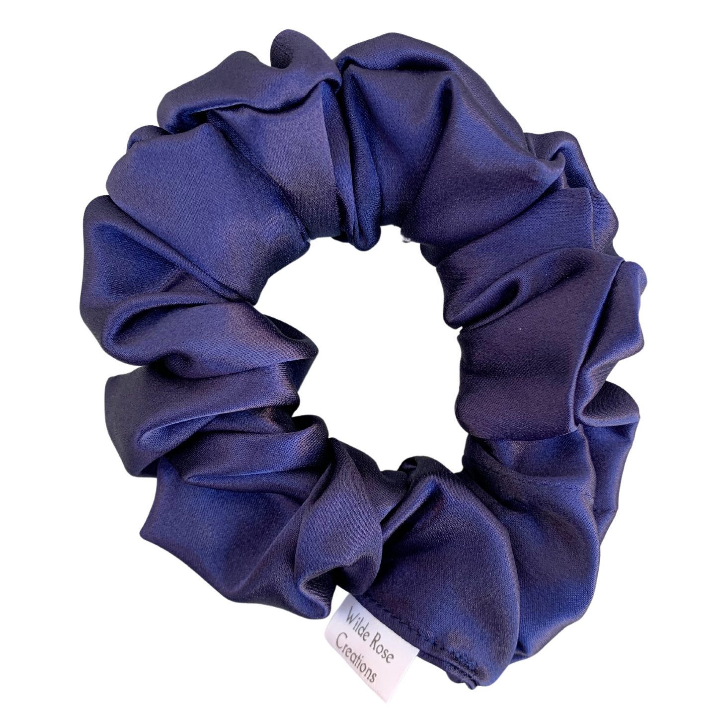 Navy Satin Scrunchie