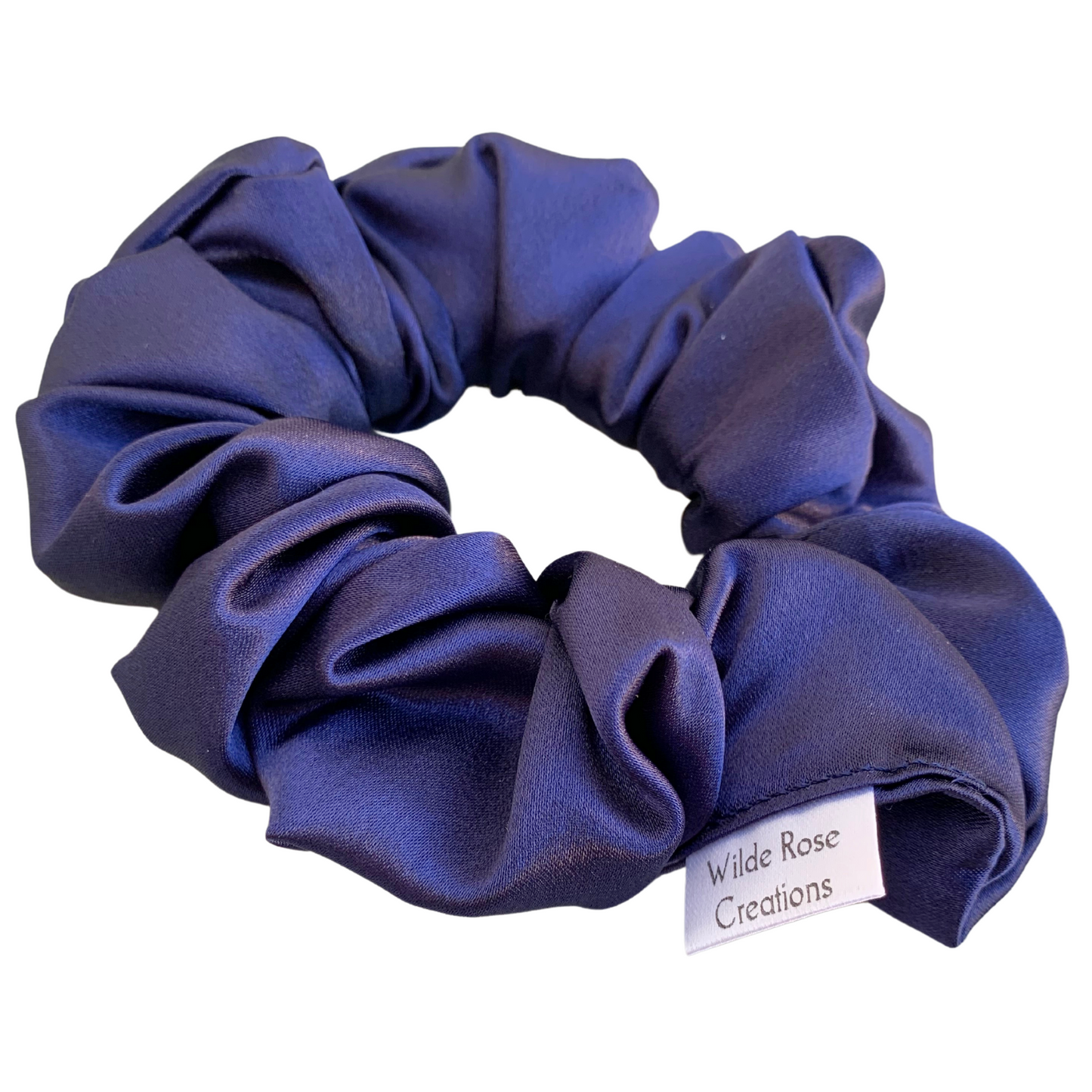 Navy Satin Scrunchie