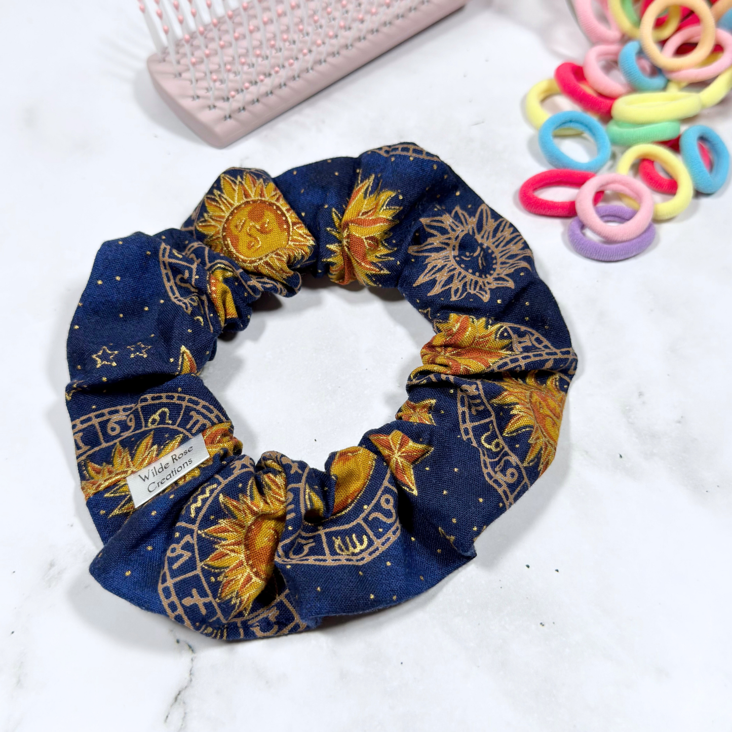 Navy Sun & Moon Regular Scrunchie