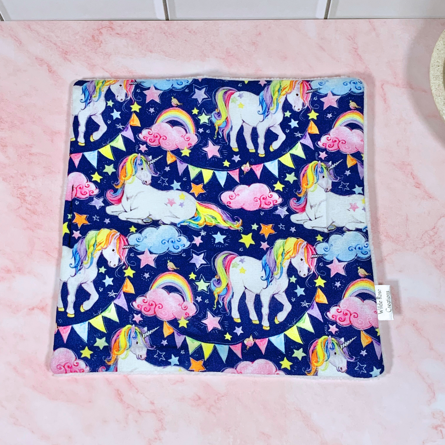 Navy Unicorn Face Washer