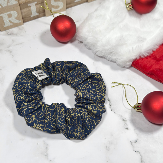 Navy & Gold Foil Regular Scrunchie