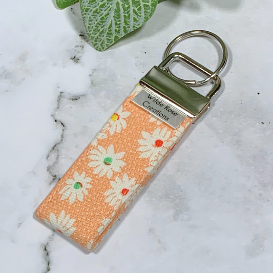 Orange Daisy Fabric Keyring