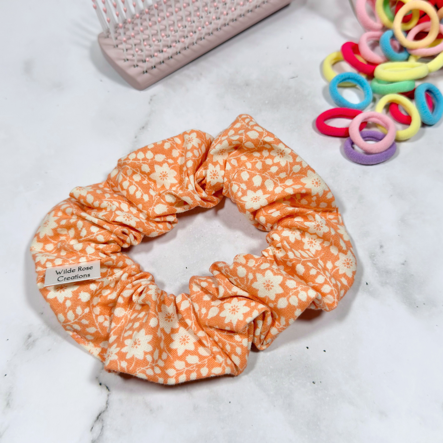 Orange Floral Regular Scrunchie