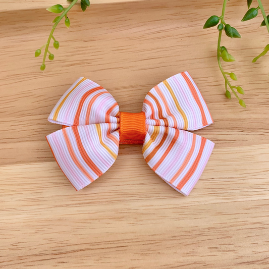 Orange Stripes Double Bow Hair Clip