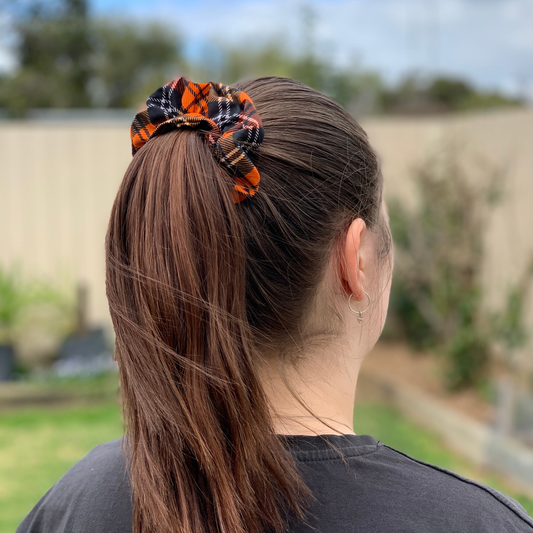 Orange Tartan Scrunchie