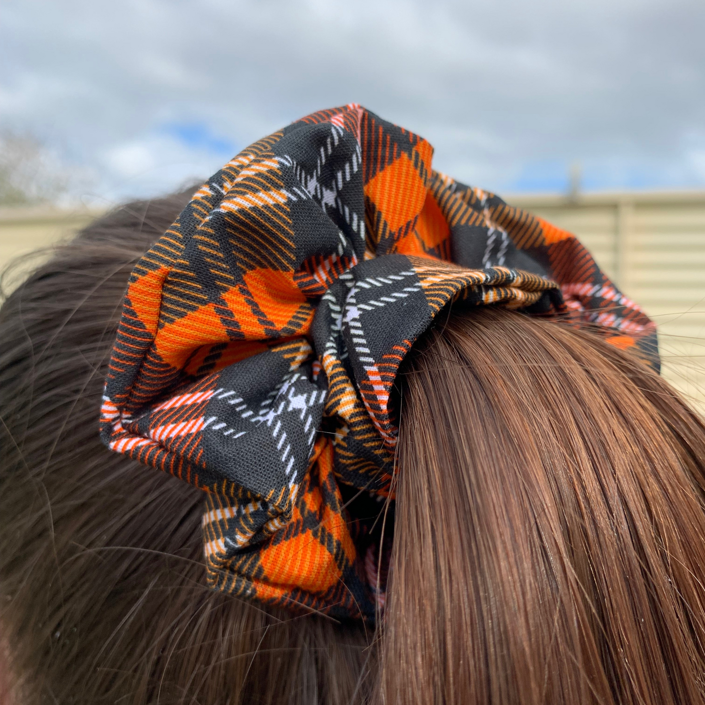 Orange Tartan Scrunchie