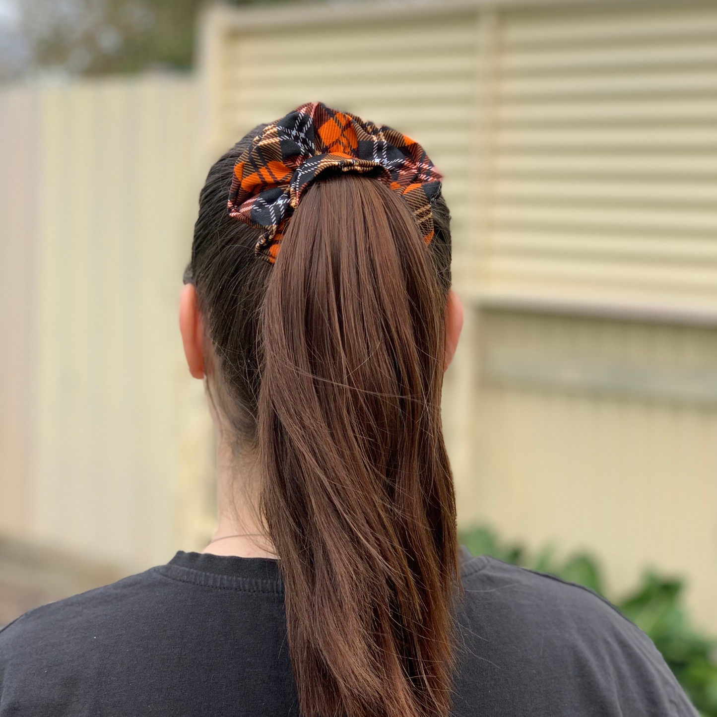 Orange Tartan Scrunchie