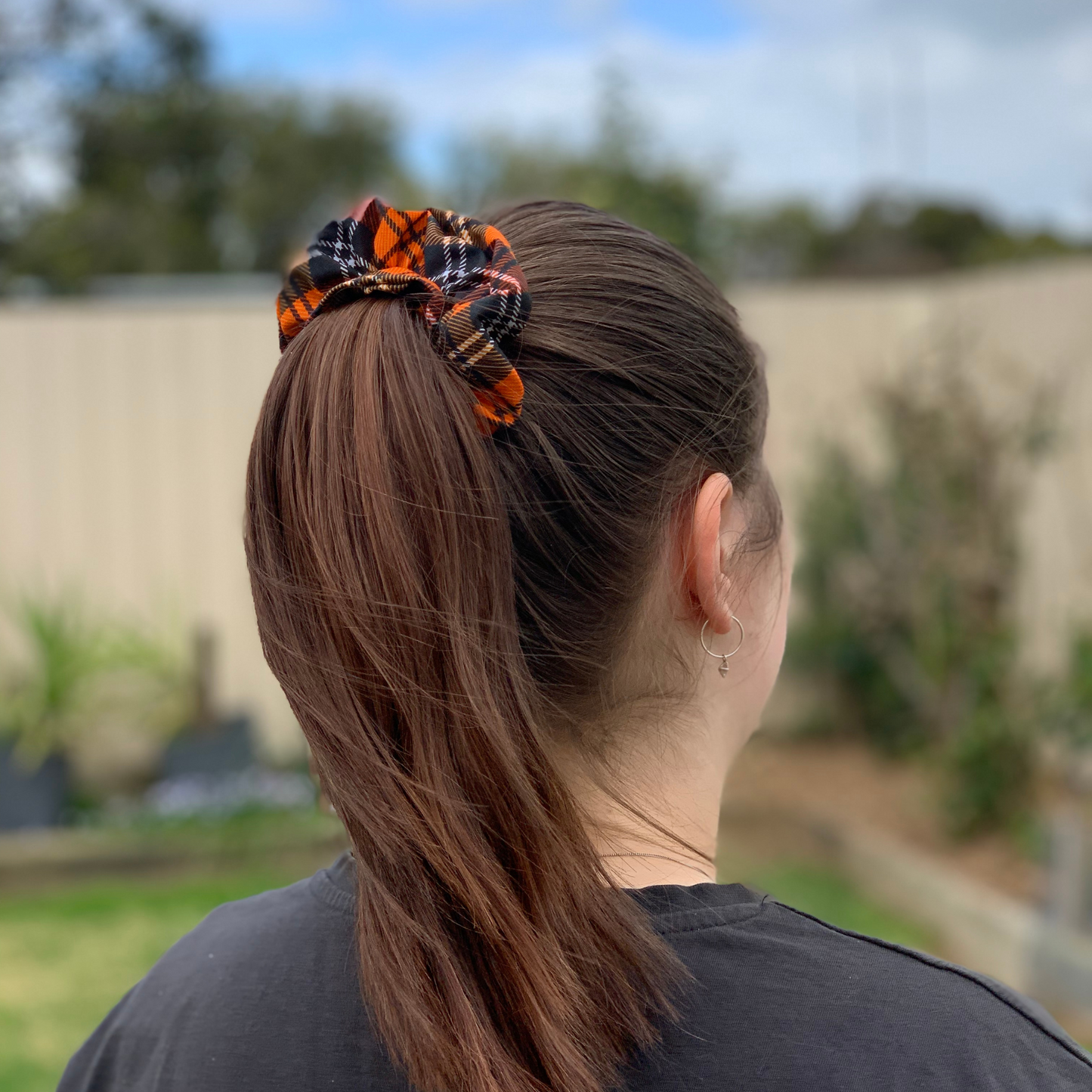 Orange Tartan Scrunchie