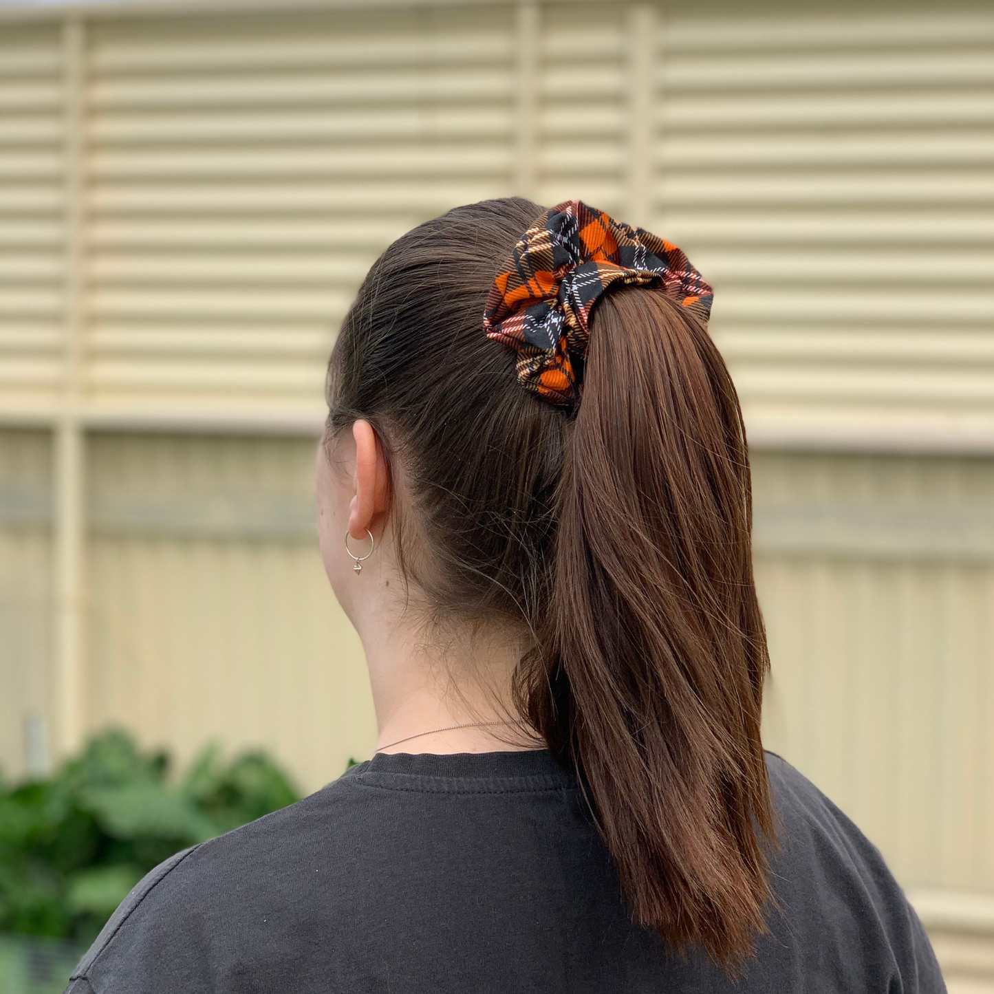 Orange Tartan Scrunchie