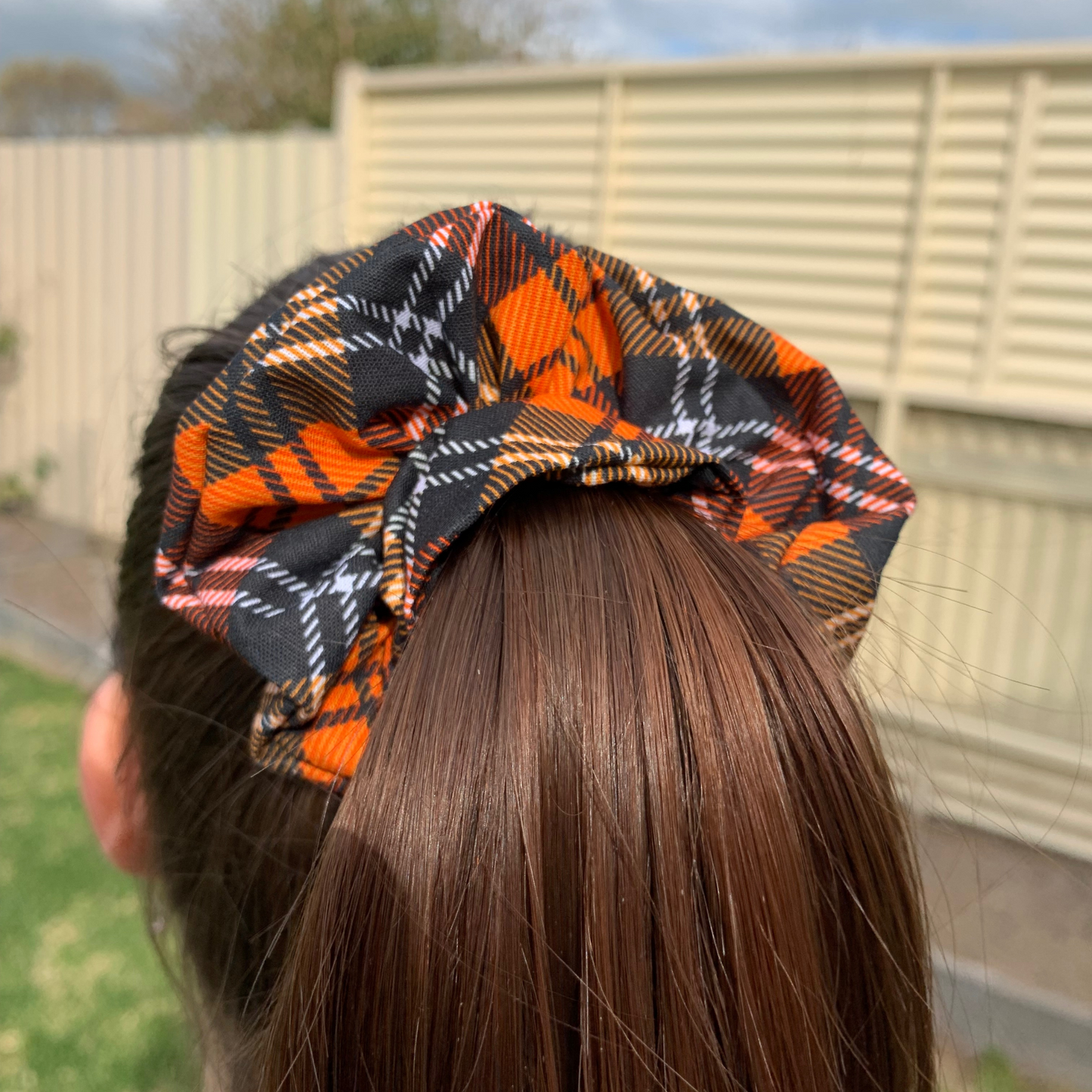 Orange Tartan Scrunchie