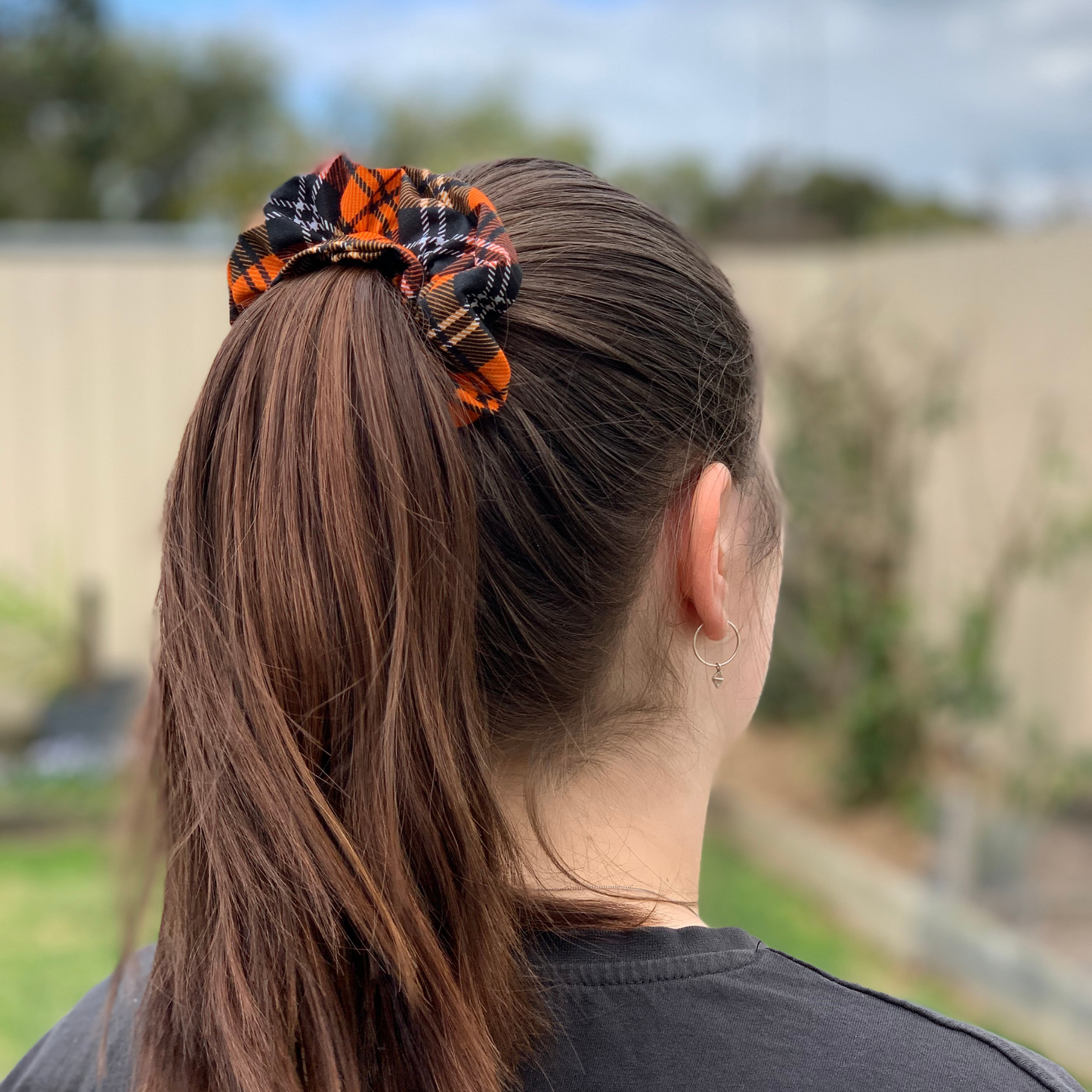 Orange Tartan Scrunchie