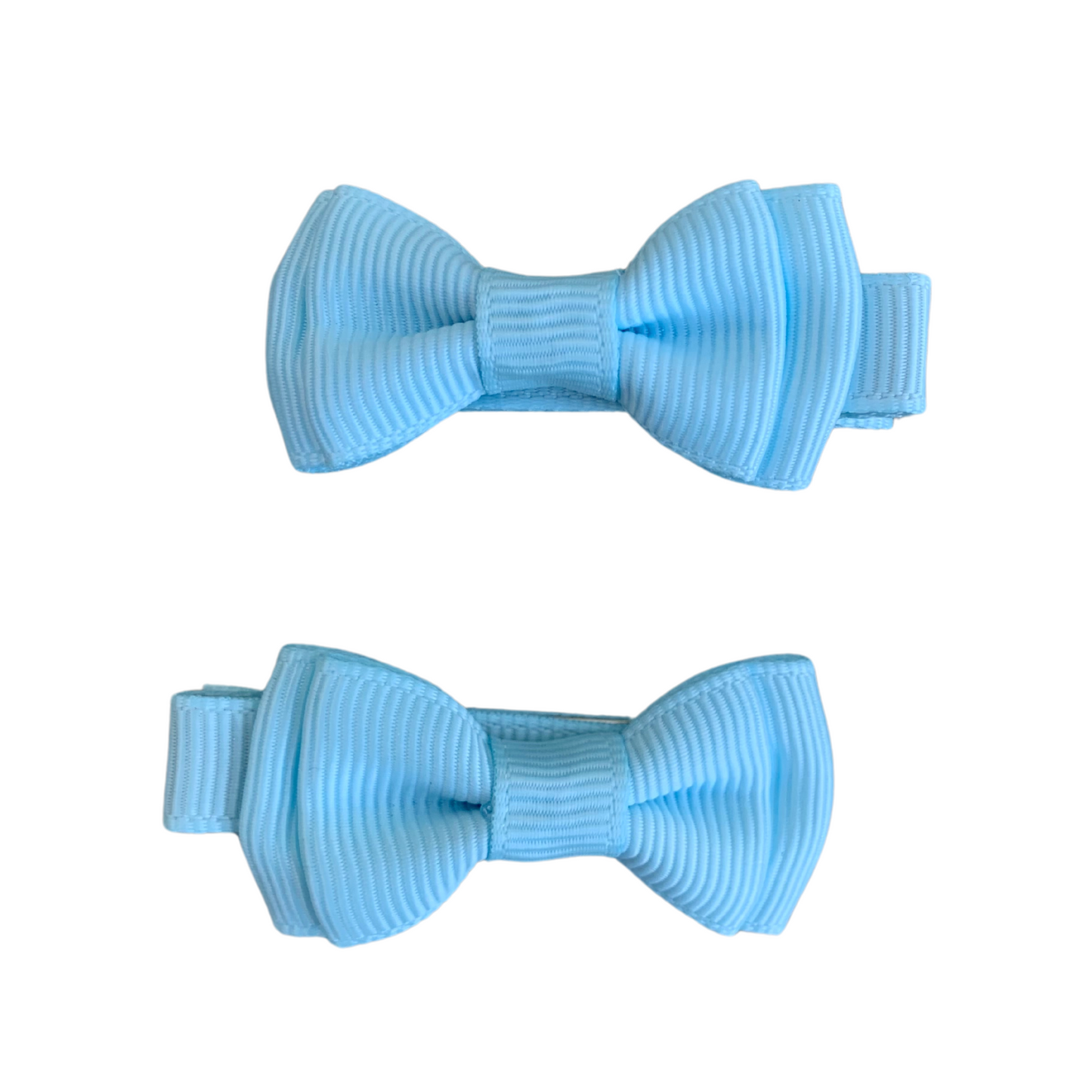 Pastel Blue Mini Layered Bow Hair Clips - 2pk